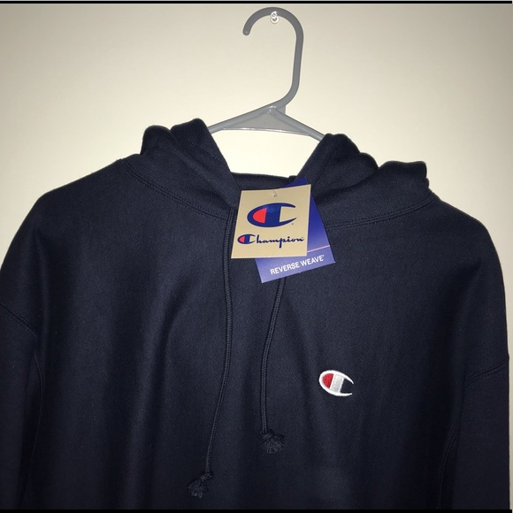 Navy Reverse weave champion hoodie - Picture 3 of 4